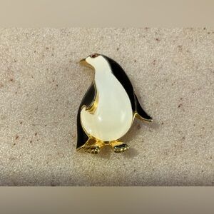 Gold and Black Penguin Brooch